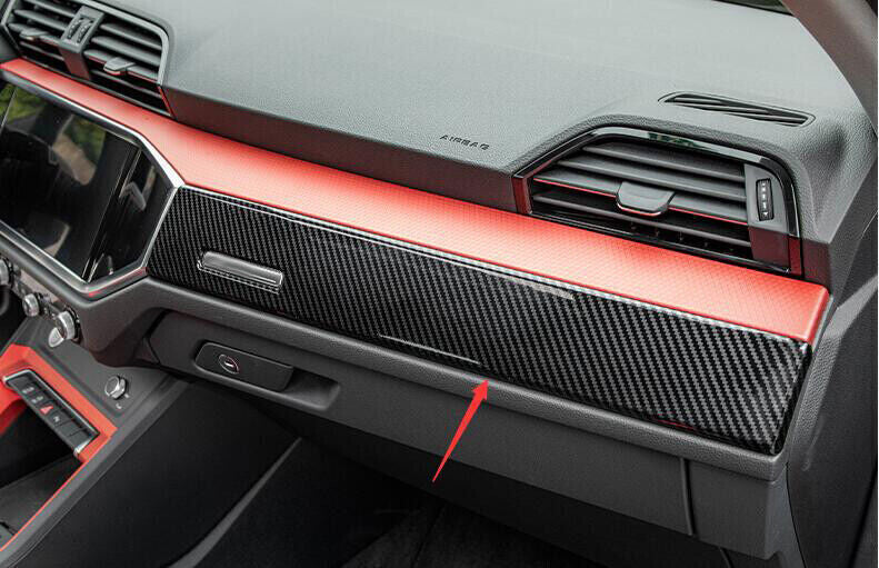 for Audi Q3 2019-21 ABS Carbon Fiber Middle Console Dashboard Side Strip Trim 1X