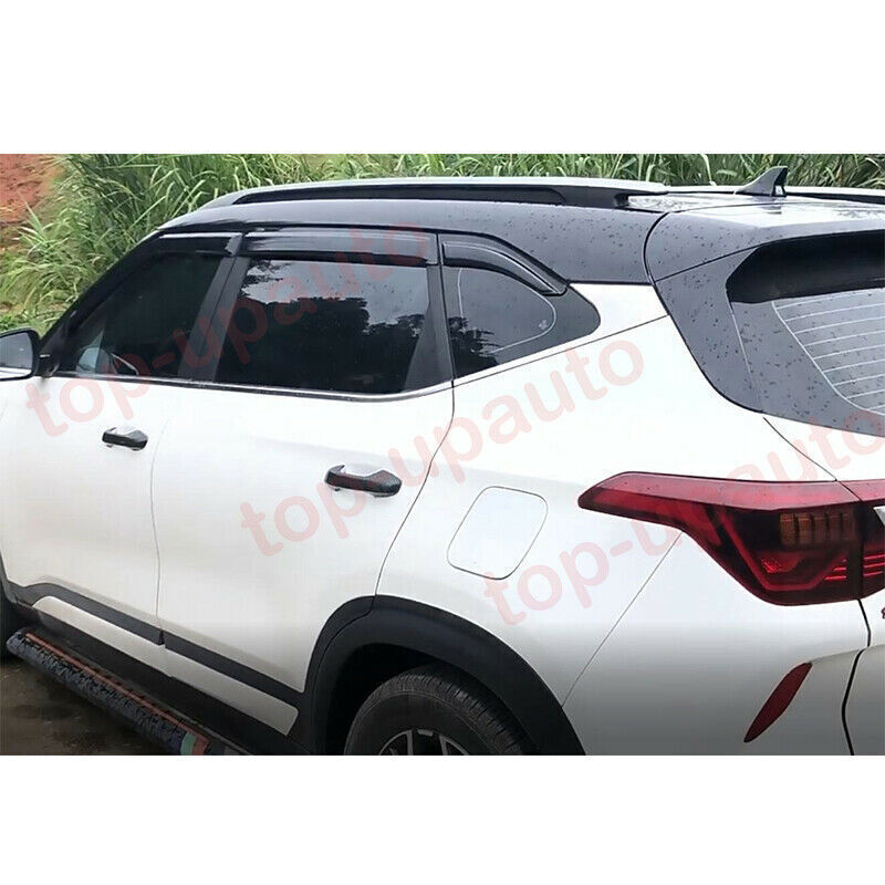 for Kia Seltos 2020-23 Black Window Visor Vent Shade Sun Rain Guard Deflector 6x