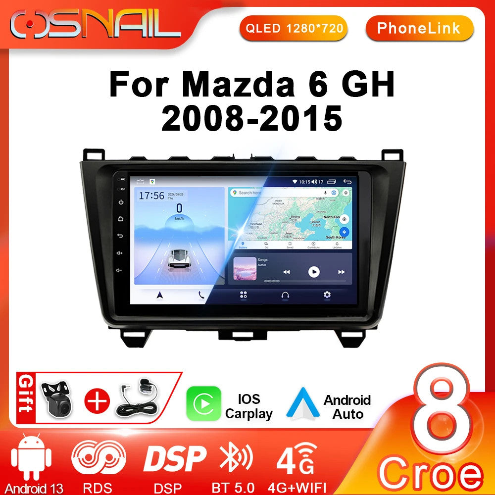 for Mazda 6 2 GH 2008-2015 Stereo CarPlay Car Radio GPS Multimedia Player Screen
