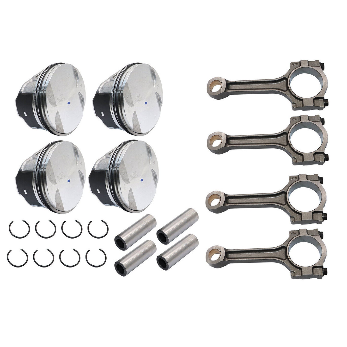 4x Pistons Rings 12578324  ConRods 12654958 for Buick for Chevrolet for GMC for Saturn 2.4L