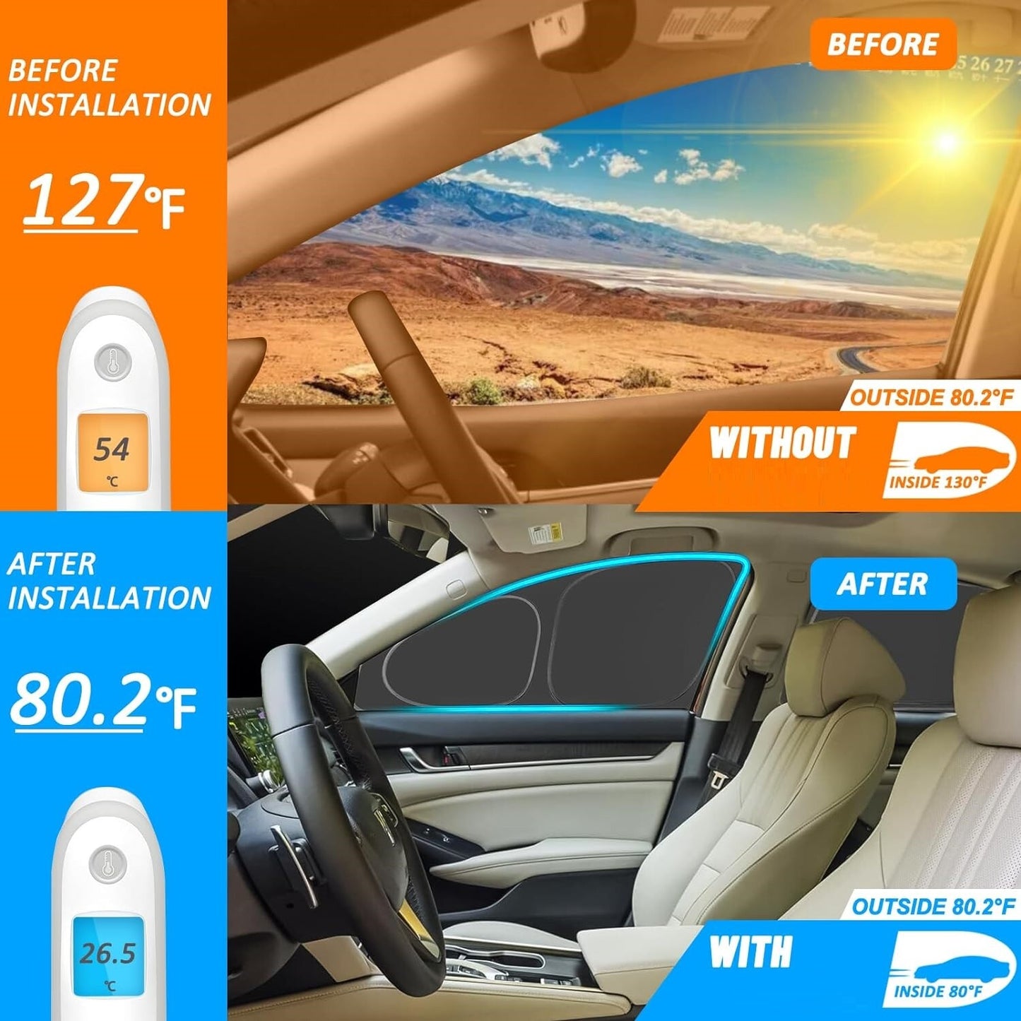6pcs For 2020-2024 for Tesla for Model Y Side Windows Sun Shade UV Block Privacy Cover