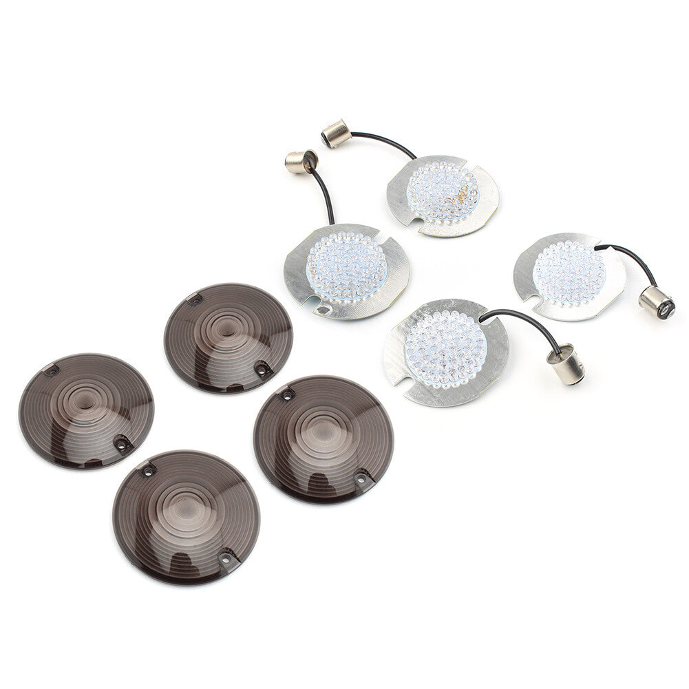 Fit for Harley Road King 1157 Front Rear LED Turn Signals Smoked Lens Light Covers