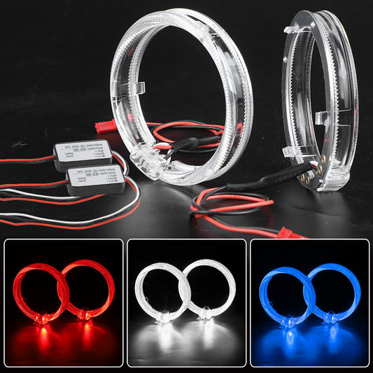 2X 80mm LED Light Guide Red Angel Eyes Halo Rings DRL for Car Headlight Retrofit