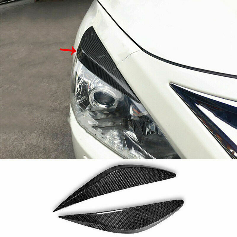 2x for Nissan Altima Teana 2013-15 Real Carbon Headlight Lamp Eyebrow Cover Trim