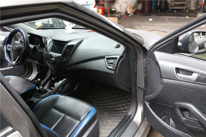 for Hyundai for Veloster 12-17 Carbon Fiber Full Interior Trim Dashboard Door Cover