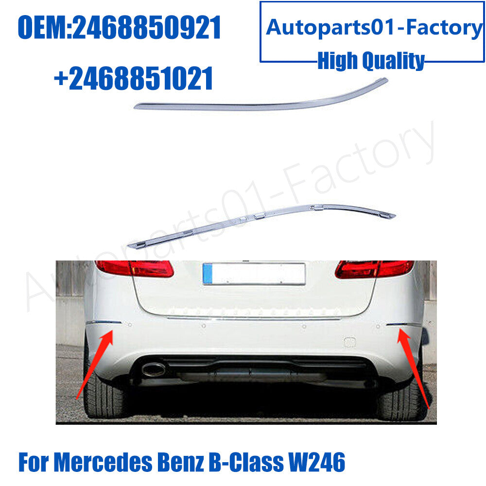 1Pair Left+Right Rear Bumper Moulding Trim Strip for Mercedes-Benz B-Class W246