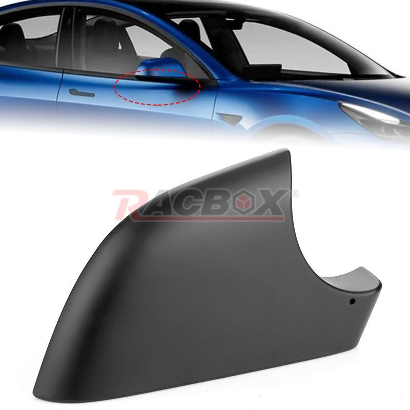 Right Door Side Rearview Mirror Cover Trim Cap Black Fit 2017-2022 for Tesla Model 3
