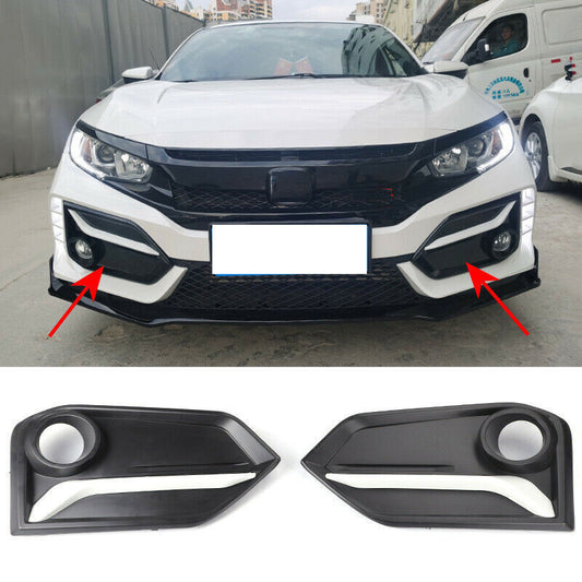 for Honda for Civic Hatchback 2016-2021 Matte Black Front Fog Light Lamp Frame Cover