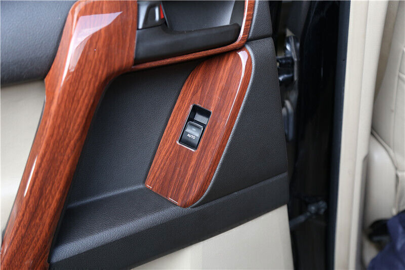 ABS Peach Wood Door Window Switch Lift Frame Trim Cover for Toyota Prado 2010-18