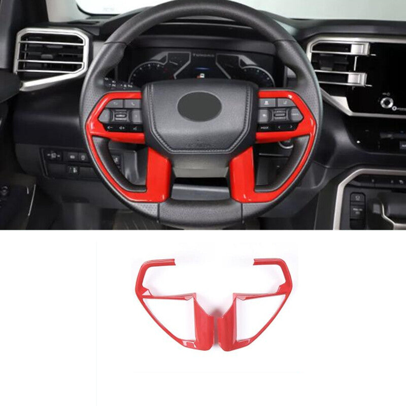 Steering wheel trim 2-piece ABS, red, suitable for Toyota Tendera 2022-2024