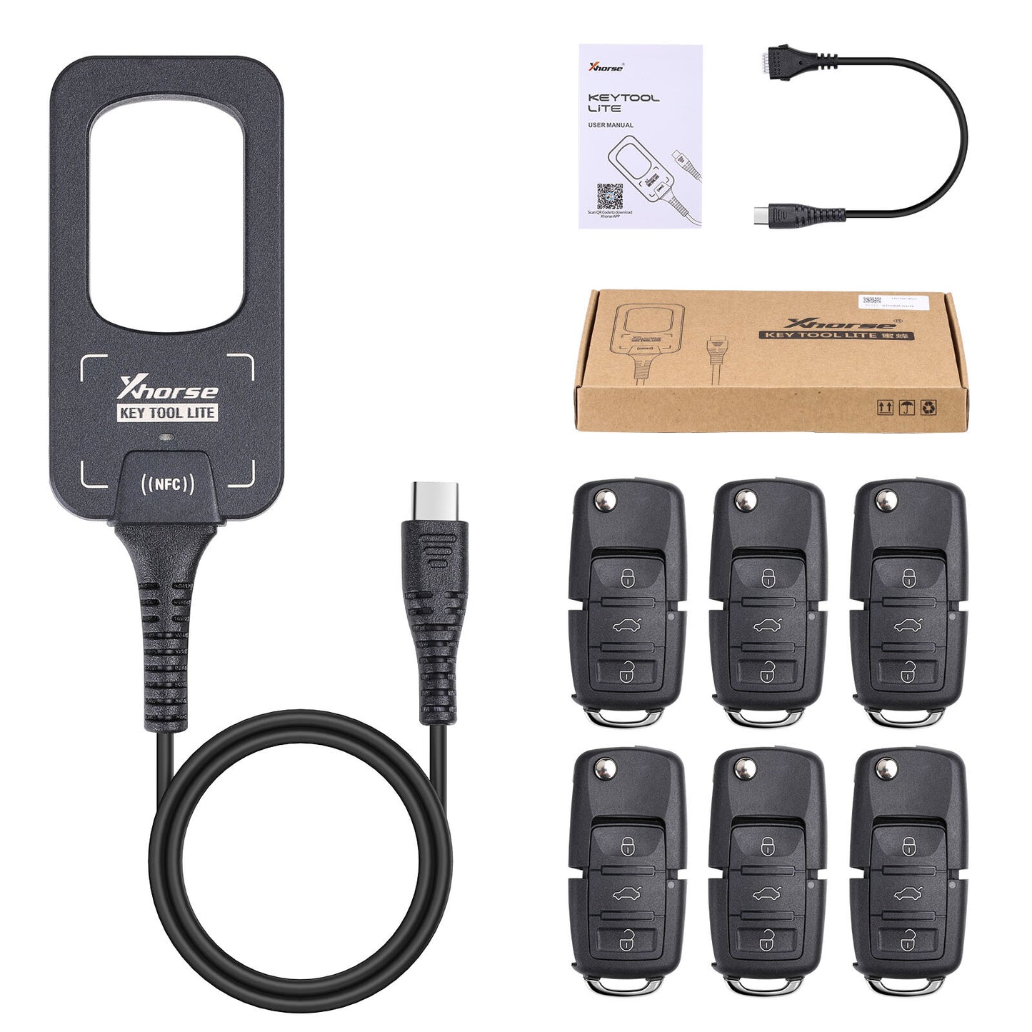 VVDI Bee Key Tool Lite Support Android Type C +6Pcs Remote Key XKB501EN