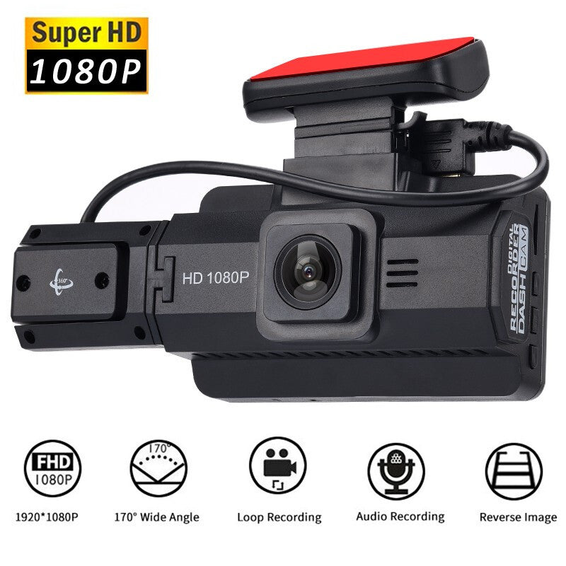 Dual Lens Dash Cam Car DVR Front Inside Cameras Recorder G-Sensor Night Vision