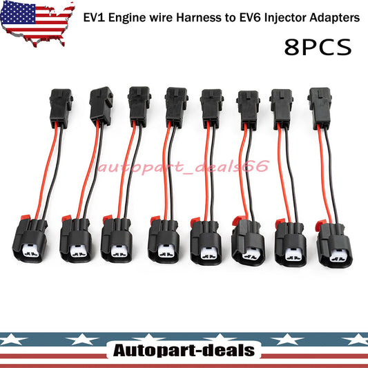 8Pcs LS1 LS6 LT1 EV1 Engine wire Harness to LS2 LS3 LS7 EV6 Injector Adapters