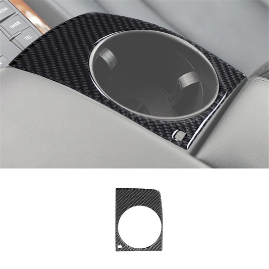 Carbon Fiber Center Armrest Water Cup Hold Cover Trim for Audi Q7 2007-2015