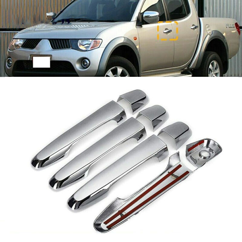 8PC Chrome Exterior Door Handle Cover Trim for Mitsubishi TRITON L200 ML 2005-17