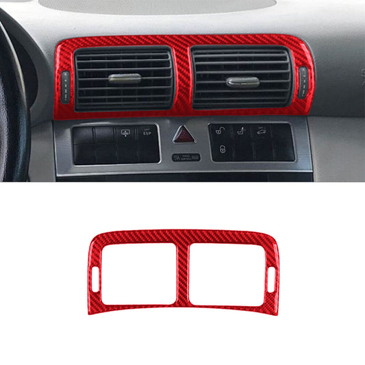 Red Carbon Fiber Interior Center Air Vent Cover Trim for Mercedes-Benz W203