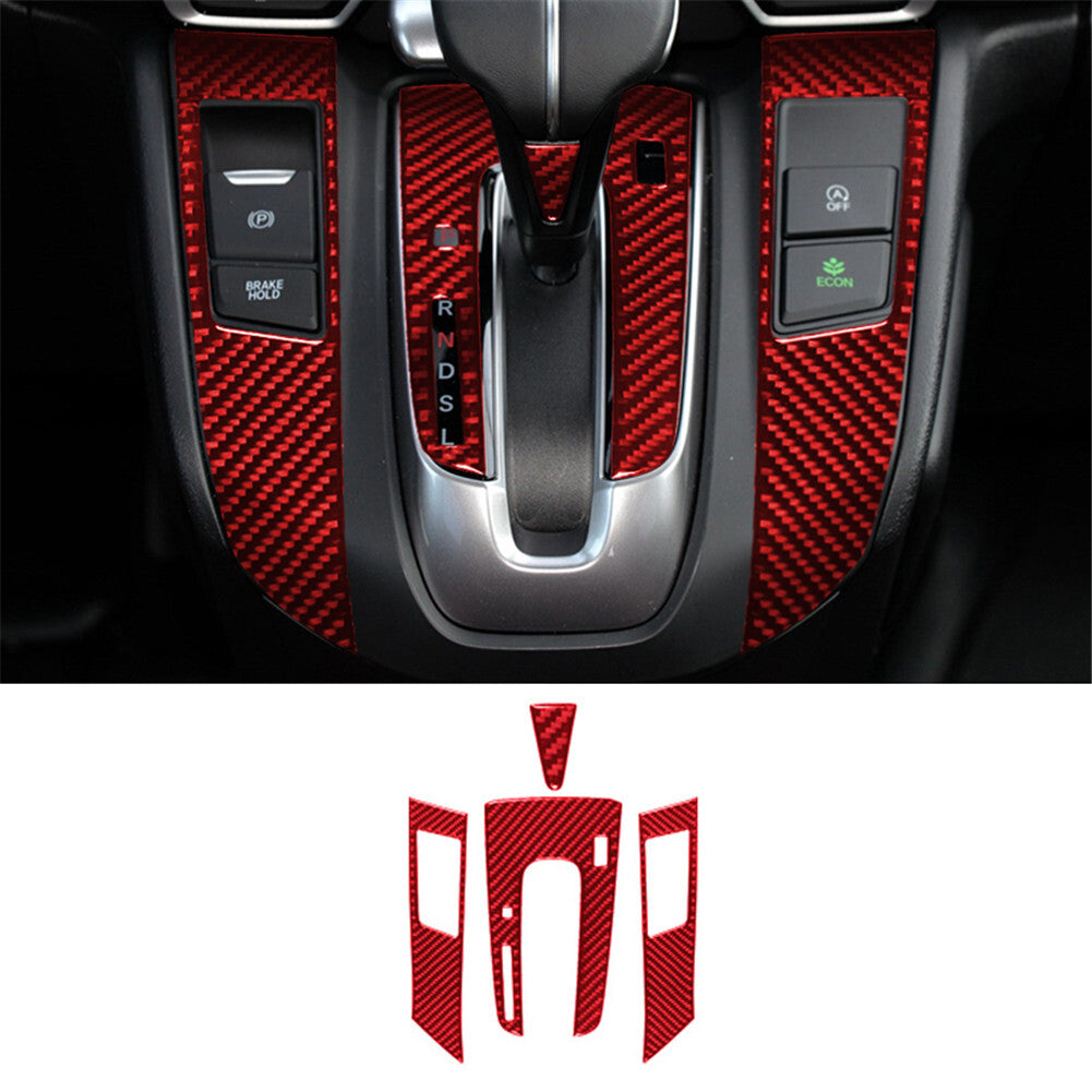 4Pcs Red Carbon Fiber Gear Shift Panel Cover Trim for Honda CR-V 2017-2021