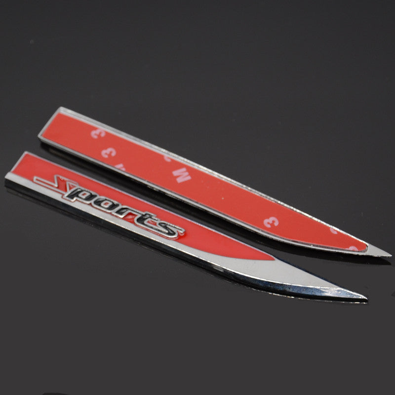 Red Sport Car Blade Dagger Sticker Badge Emblem Decal Landmarks Metal Mark Decor