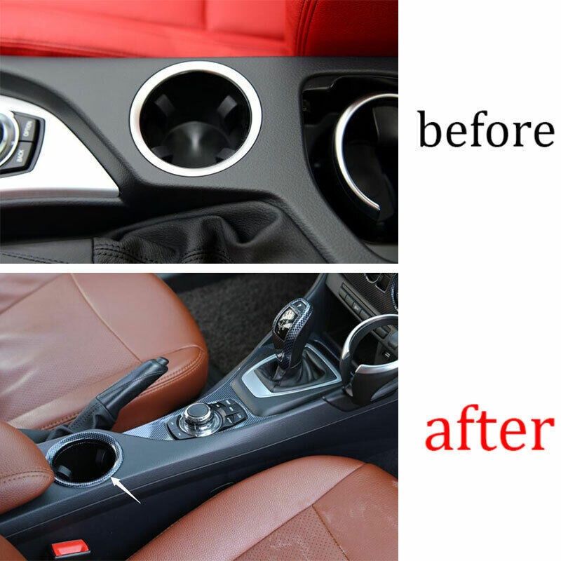 Carbon Fiber Middle Console Drinking Glass Trim Fit Auto for BMW X1 E84 2010-15