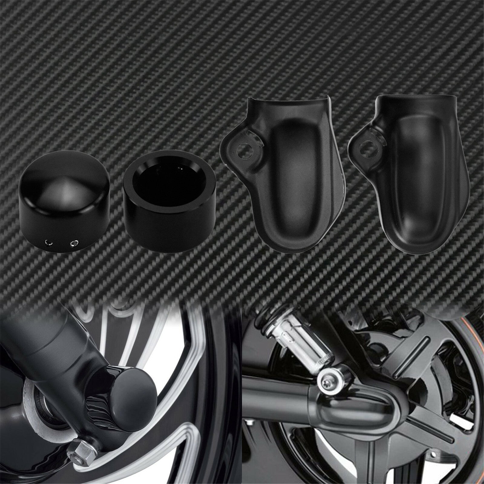 Motorcycle Black Bar Shield Front Rear Axle Nut Covers Fit for Harley VRSC 02-11