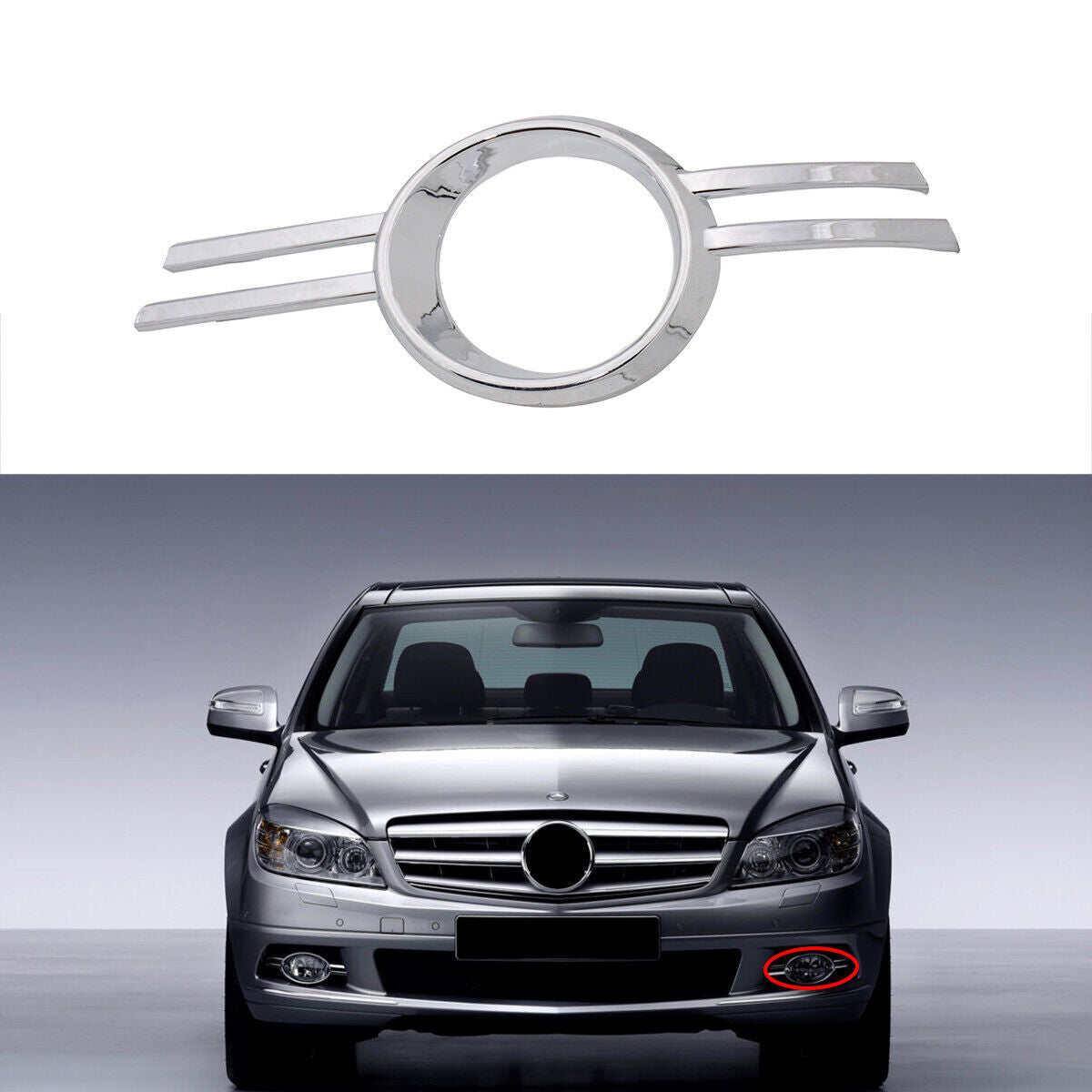Left Fog Light Cover Chrome Molding Bezel for Benz C-Class W204 C200 2007-2011