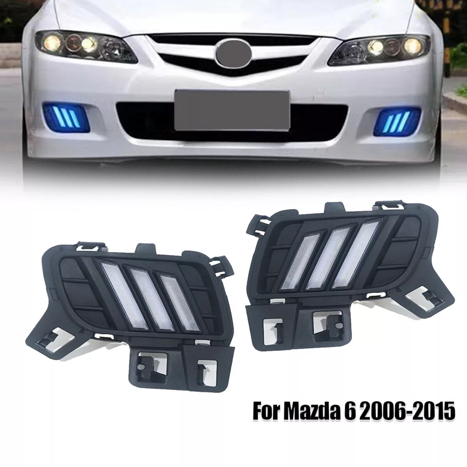 for Mazda 6 2006-2015 LED DRL Daytime NEW Running Lights Fog Lamps Bumper