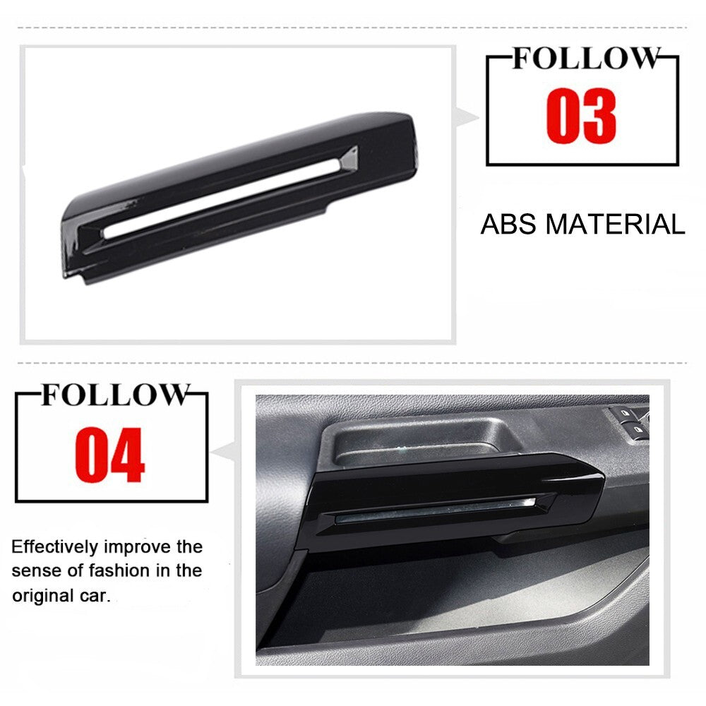 Black Interior Door Handle Armrest Cover Decor Trim for Ford for Mustang 2015-2023