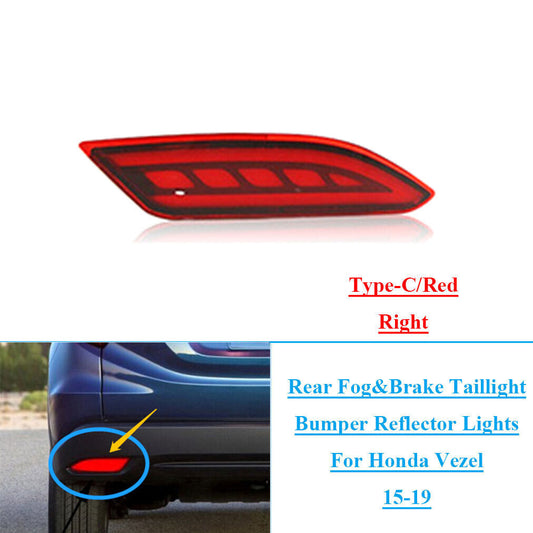 Rear FogBrake Taillight Bumper Reflector Lights for Honda Vezel 2015-19 Right C