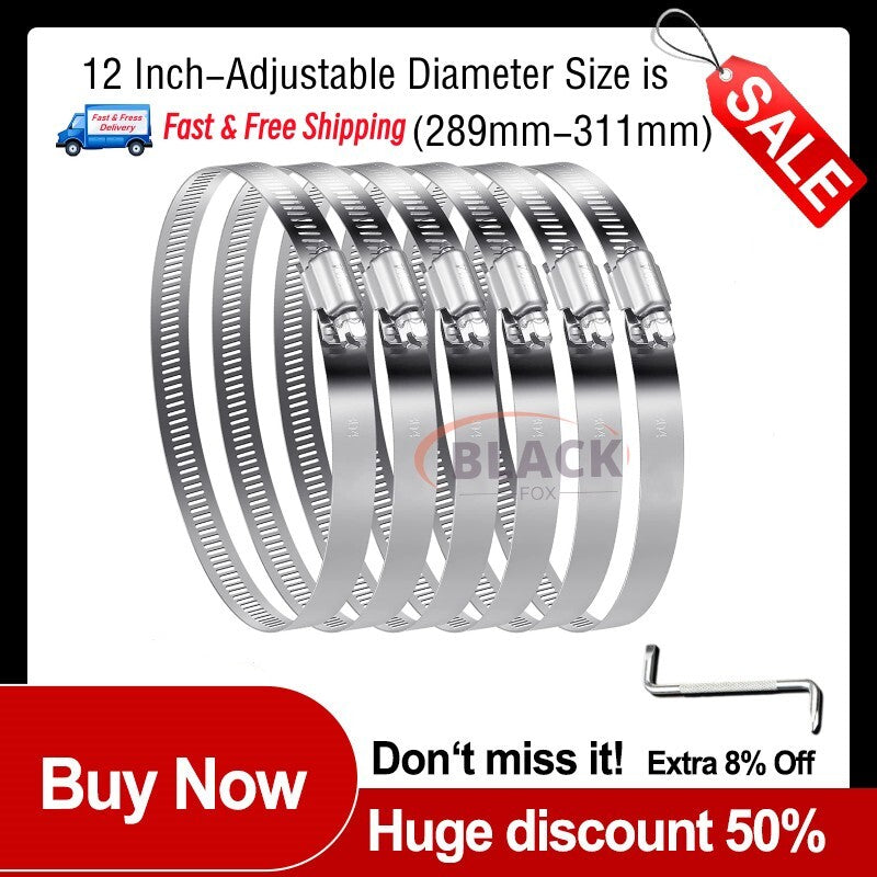 12-inch worm gear hose clamp, pipe clamp, fuel pipe clamp for pipelines