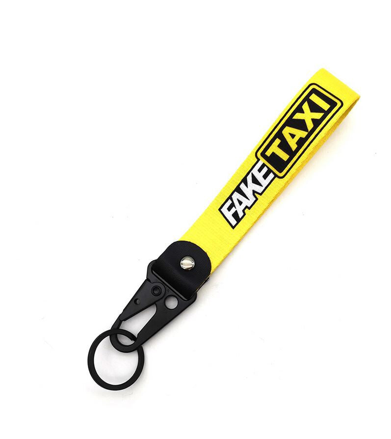 Car keychain/key ring with lanyard, car accessories, fake taxi, yellow, suitable for Toyota .