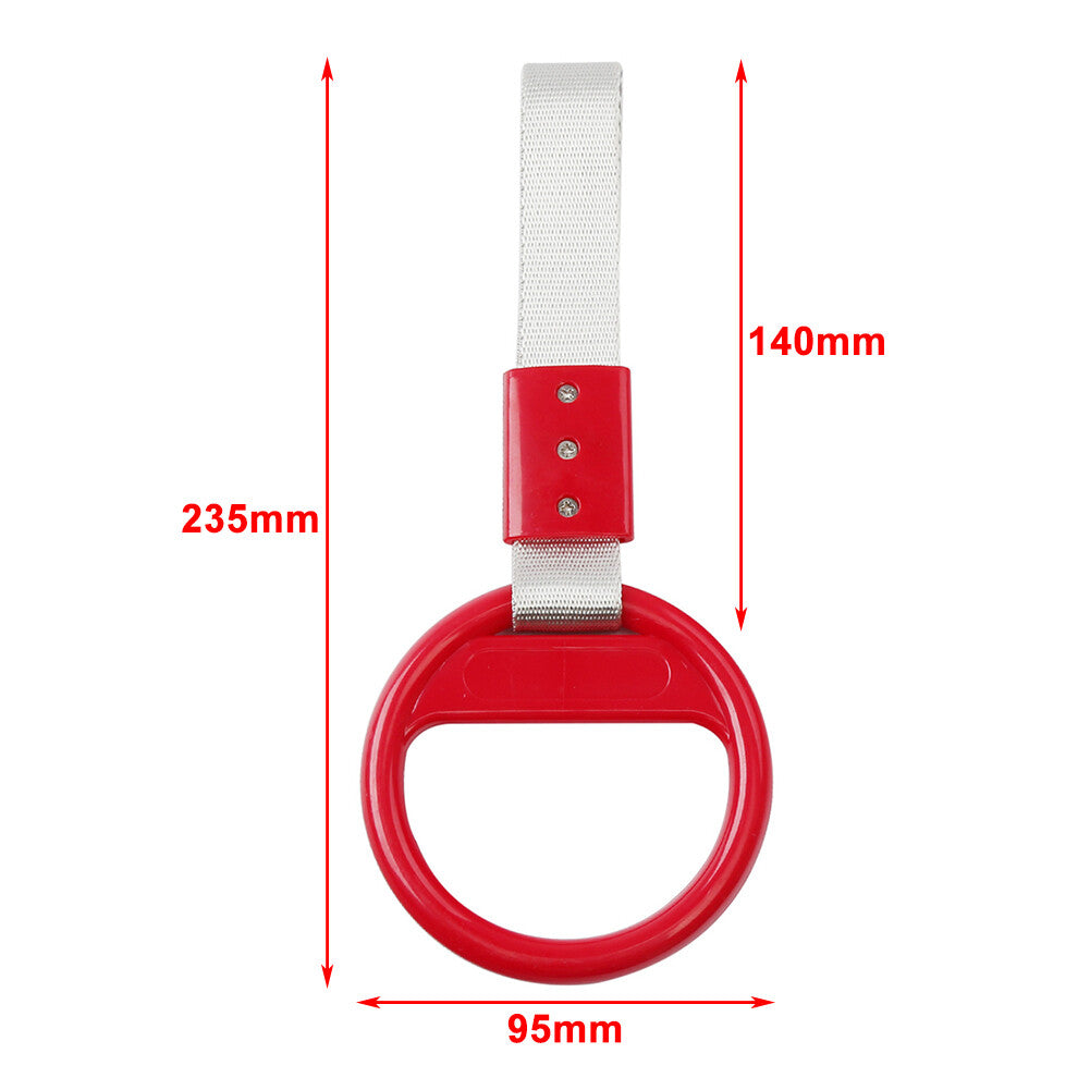 Round Ring Train Bus Handle Hand Strap Drift Charm Tools PVC Plastic Silver+Red