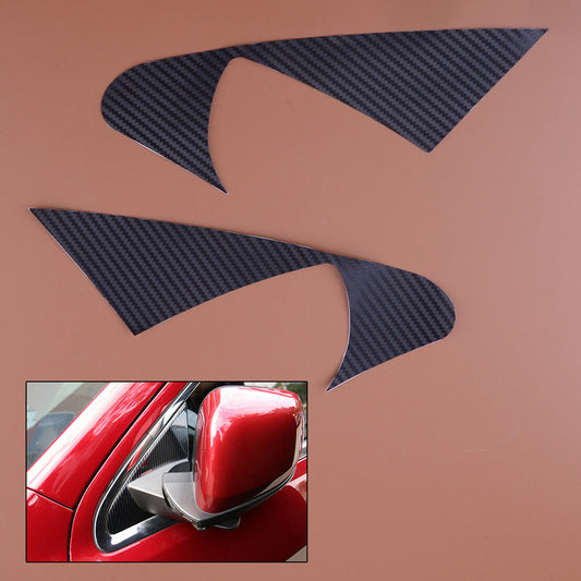 Carbon Fiber Style Mirror Base Triangle Trim Fit for Jeep Grand Cherokee 2011-21