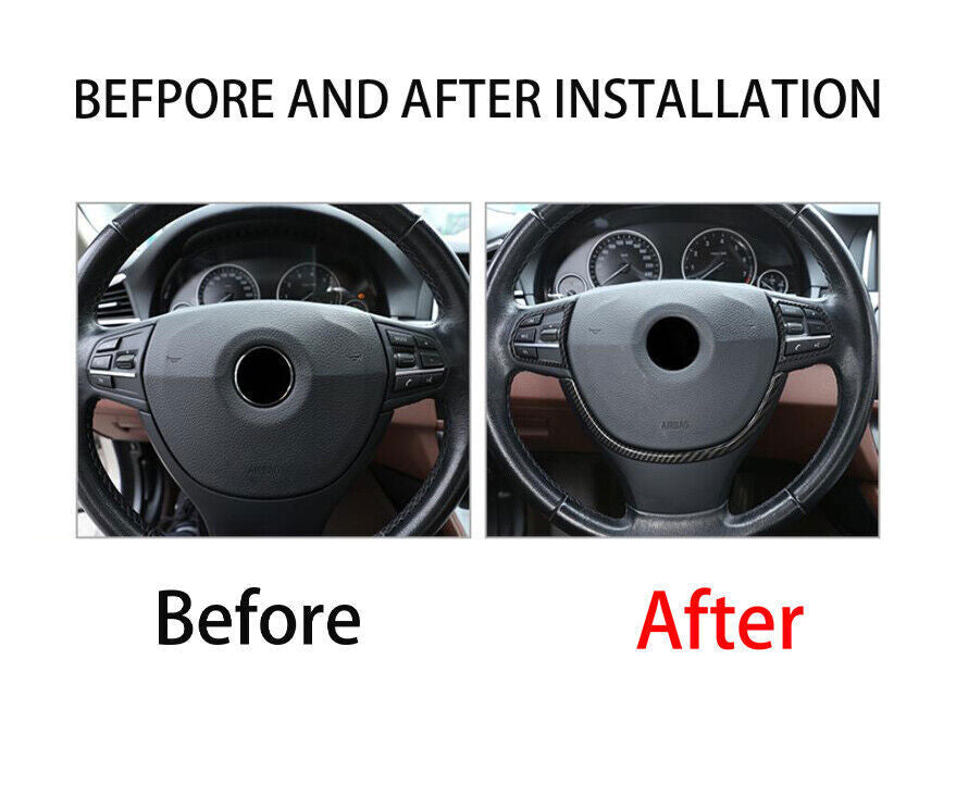 Fit for BMW 5 Series 2011-16 ABS Carbon Fiber Steering Wheel Panel Cover Trim 1P