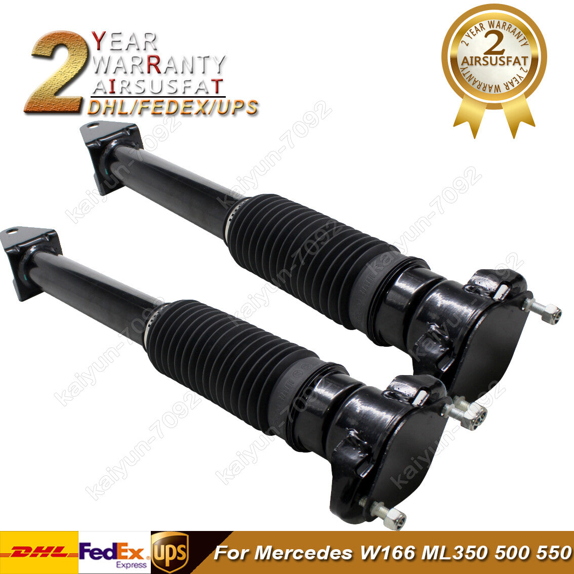 Pair for Mercedes W166 ML350 500 550 Rear Air Suspension Strut Shock Absorber