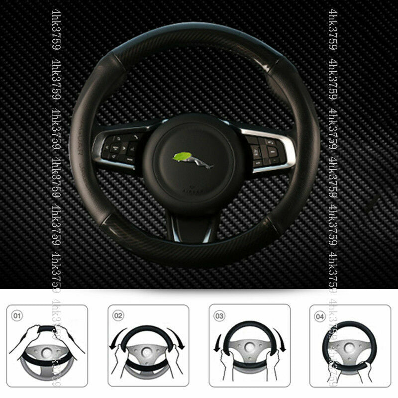 for Jaguar E-PACE 2018-2021 Black PU Carbon Fiber Look Steering Wheel Cover Trim