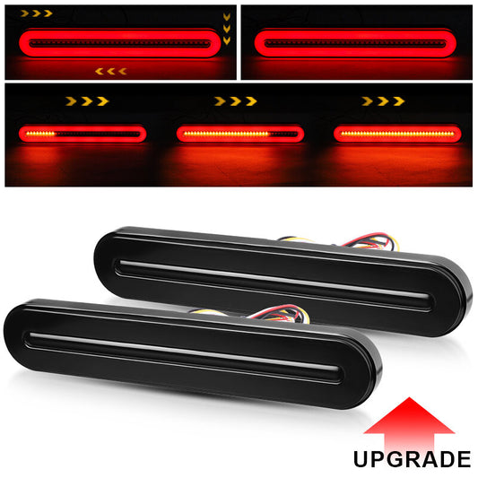 2X LED 9 Brake Flowing Turn Signal Tail Lights Stop DRL Red/Amber Truck Trailer