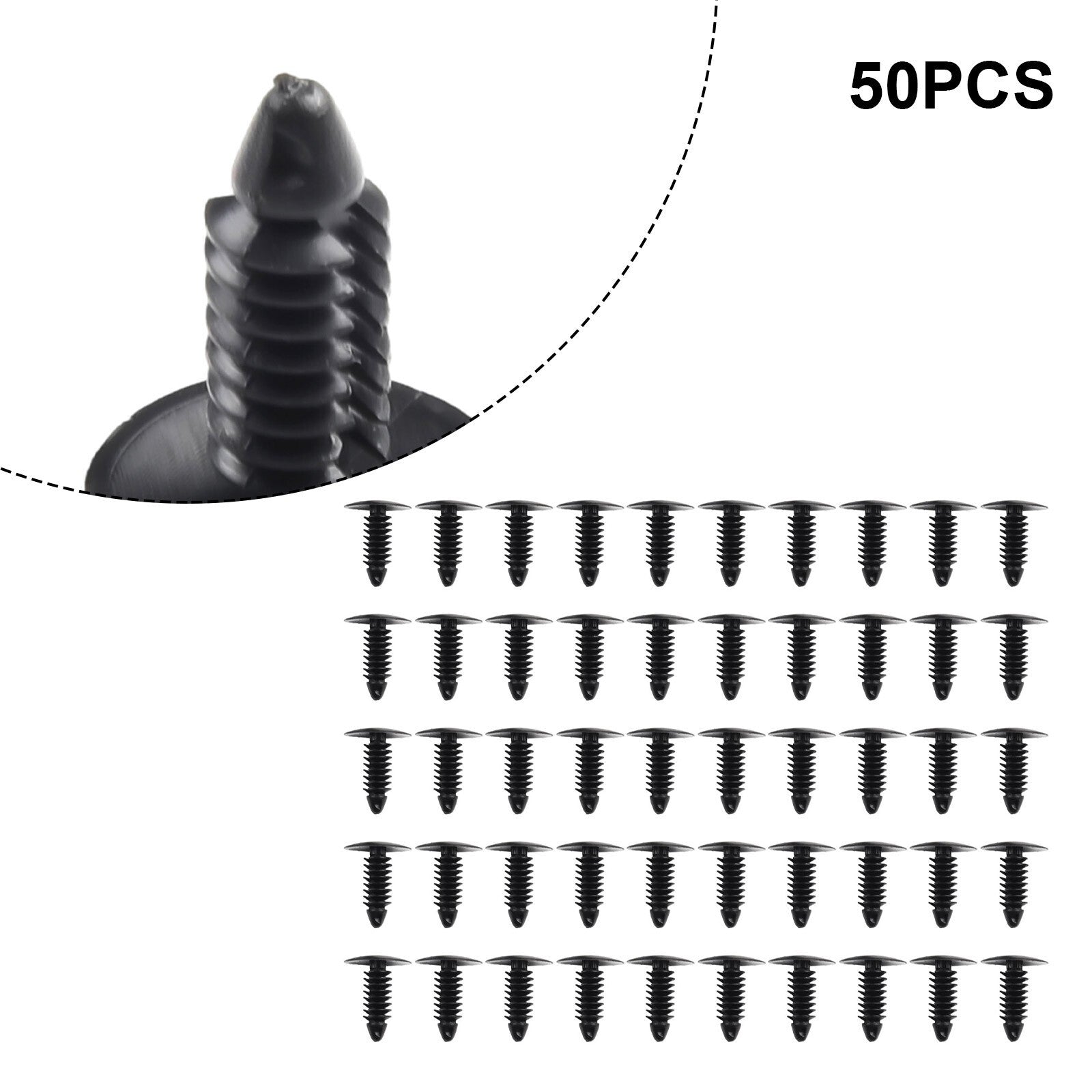 50-piece pack replacement car fasteners, black plastic rivets, screw clips, and accessories