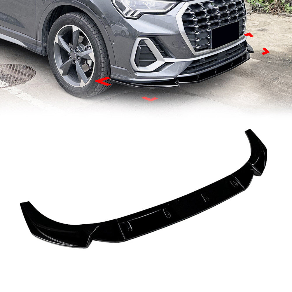 Front Bumper Splitter Spoiler Lip for Audi Q3 F3 Sline 2019-2024
