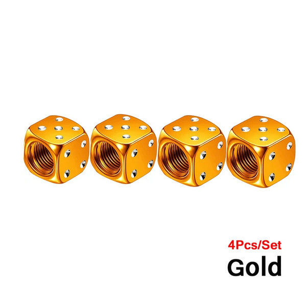 4-piece car tire valve cover rod air dust cover dice gold suitable for Nissan