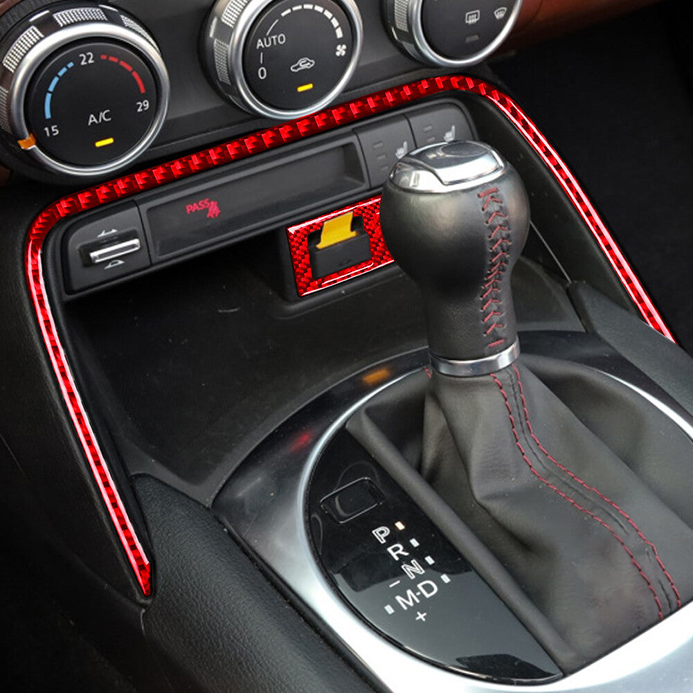 for Mazda MX-5 2016-2020 Carbon Fiber Interior AC Lower&USB Frame Cover Trim Red