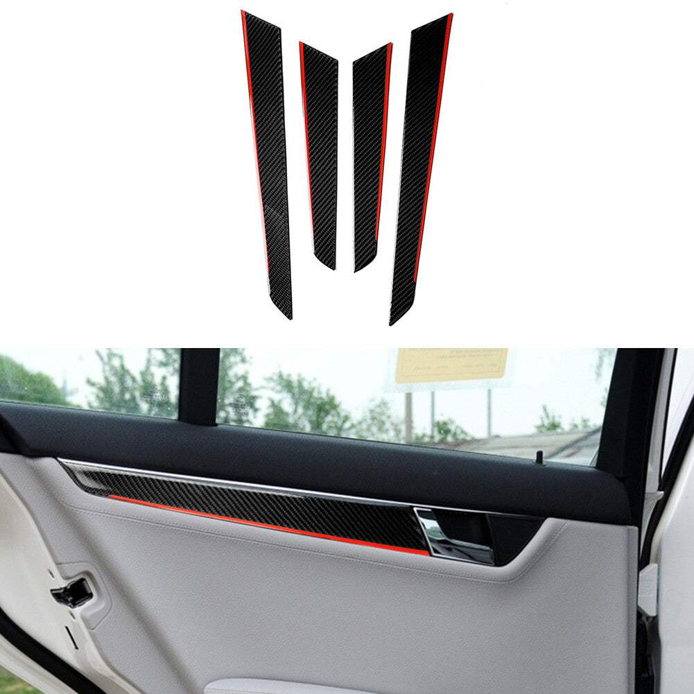 4x for Mercedes-Benz C-Class W204 2007-2013 carbon fiber door trim