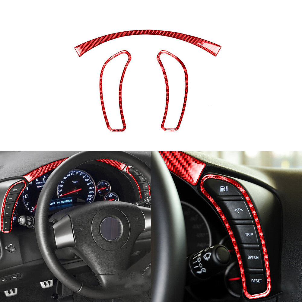 Red Carbon Fiber Console Frame Cover Trim for Chevrolet for Corvette C6 2005-2007