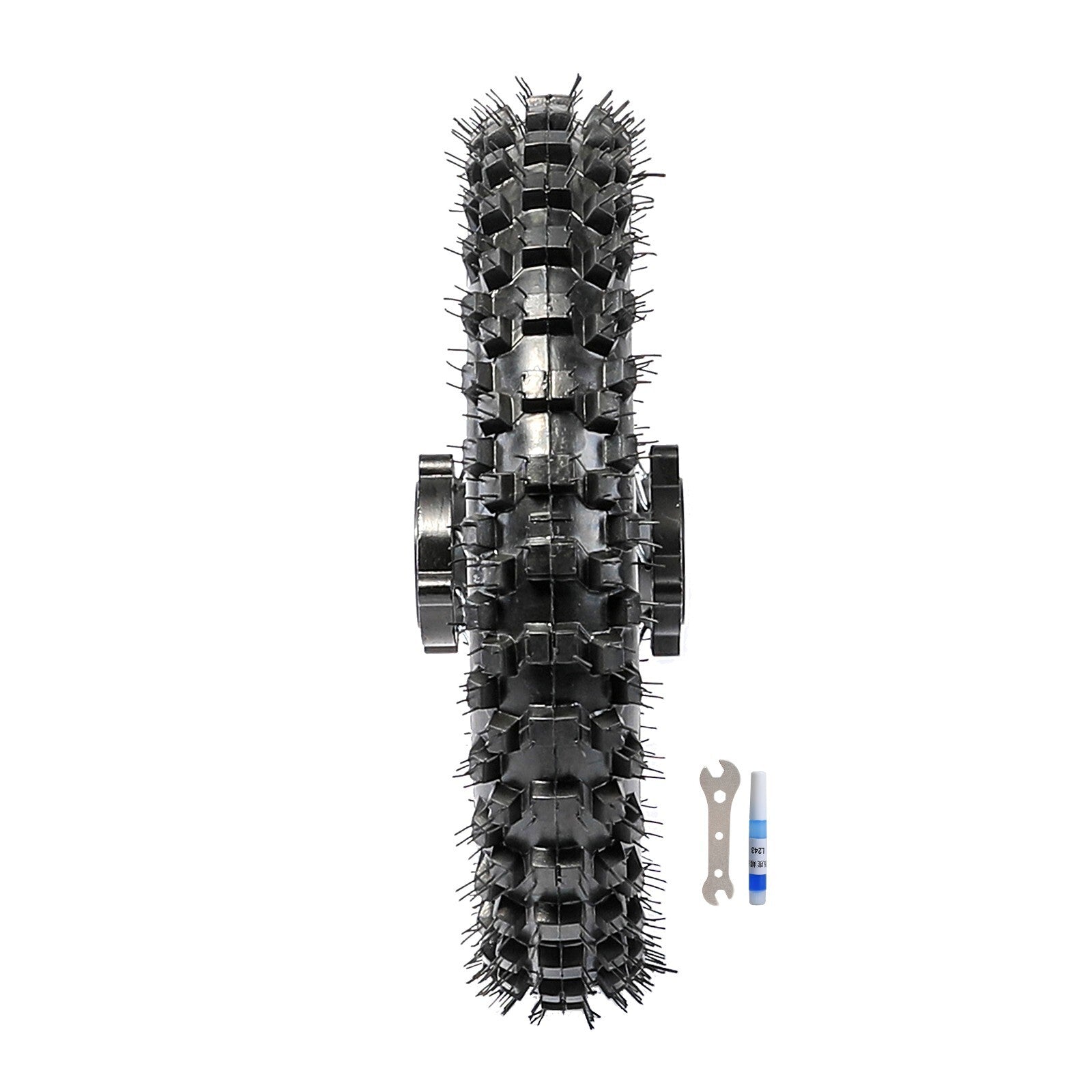 Front 60/100-14, Rear 80/100-12 tires and rims suitable for 90cc and 110cc Pro Monkey Pit bicycles.