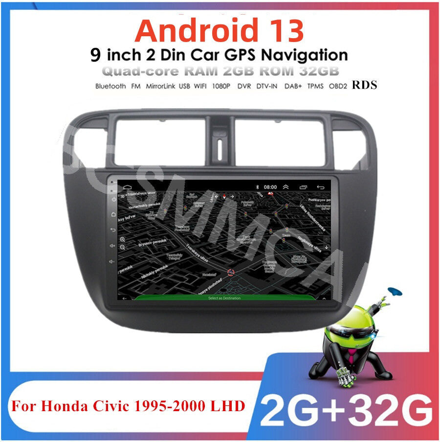 Car Video Player Double 2Din GPS Navi BT Fit for Honda for Civic 1995-2000 LHD
