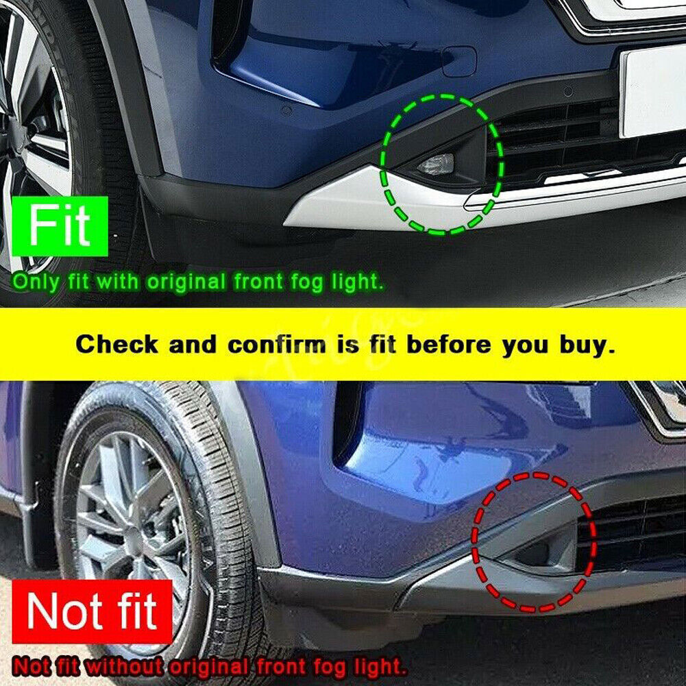 Chrome Front Bumper Fog Light Lamp Moulding Cover Trim for Nissan Rogue 2021-23