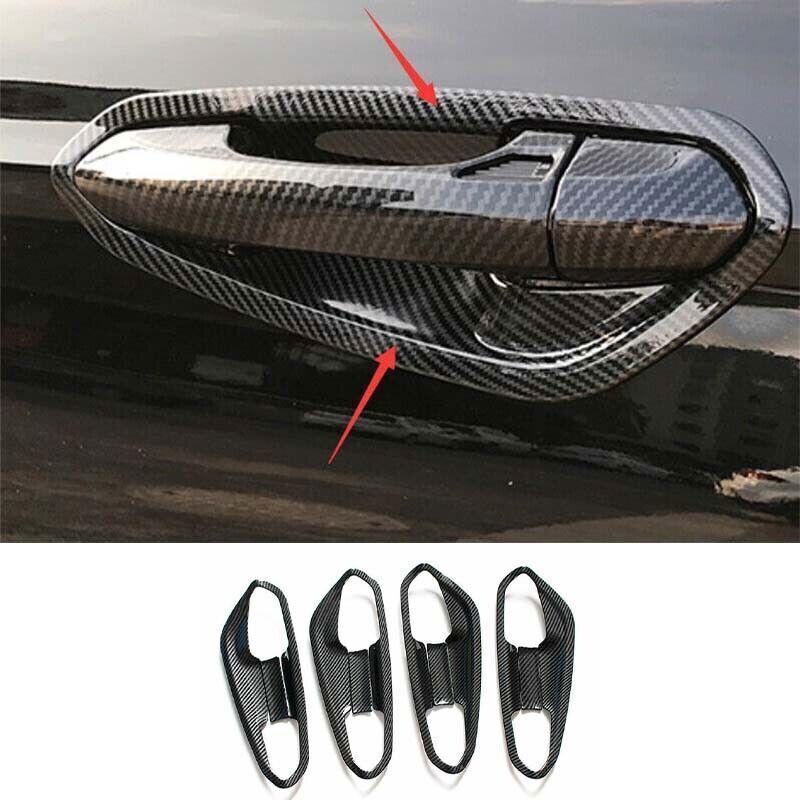 8X Carbon Fiber Look Outside Door Bowl Cover Trim for Ford Mondeo Fusion 13-2020