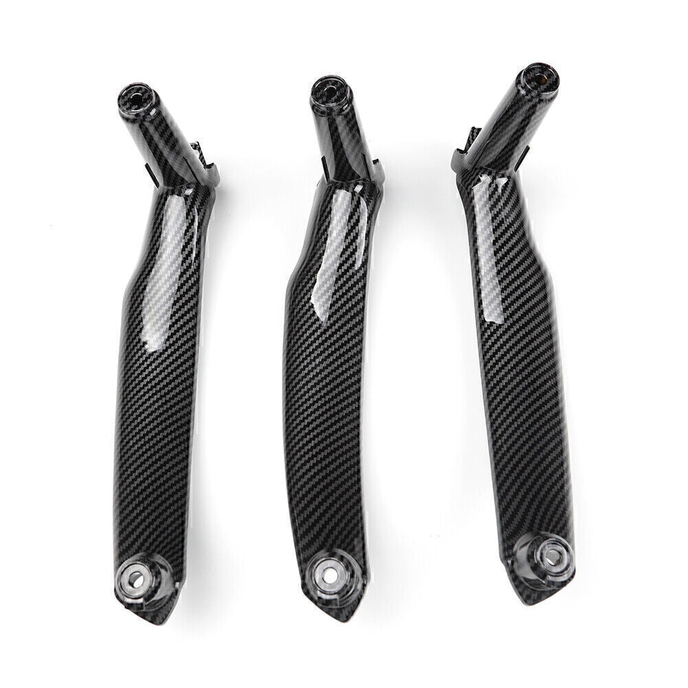 3X Carbon Fiber Car Interior Door Pull Handle Trim Fit for BMW X5 X6 E70 E71 SAV LHD