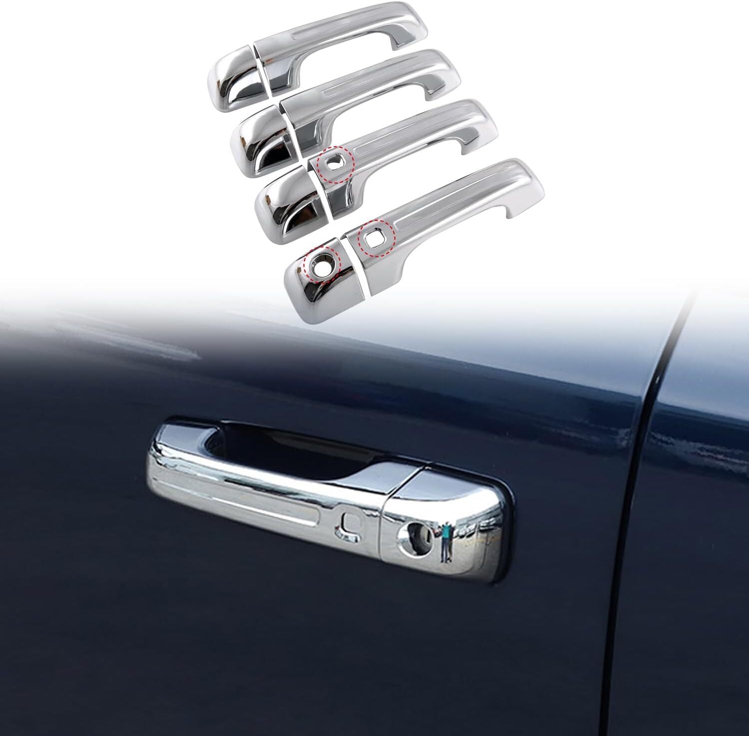 Chrome For 2019-2024 for Ram 1500 With Smartkey Cab Door Handle Covers Accessories