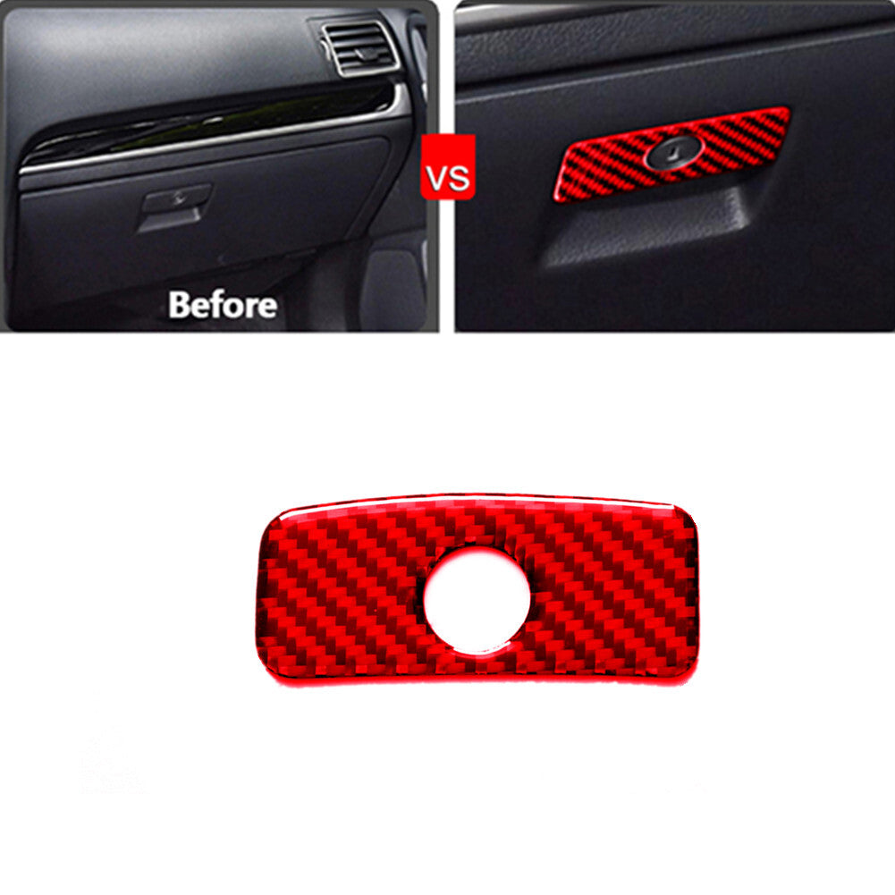 Red Carbon Fiber Interior Glove Box Handle Cover Trim for Subaru Forester 13-18