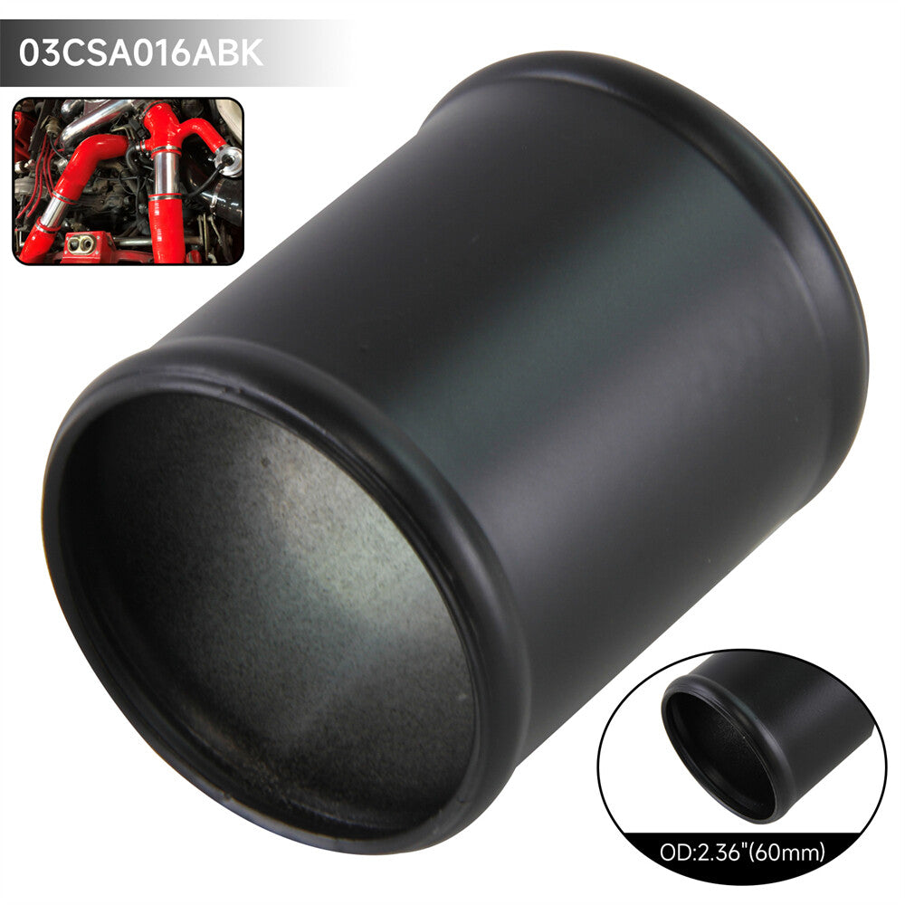 Aluminum Hose Adapter Tube Joiner Pipe Coupler Connector 60mm 2.36 Inch Black